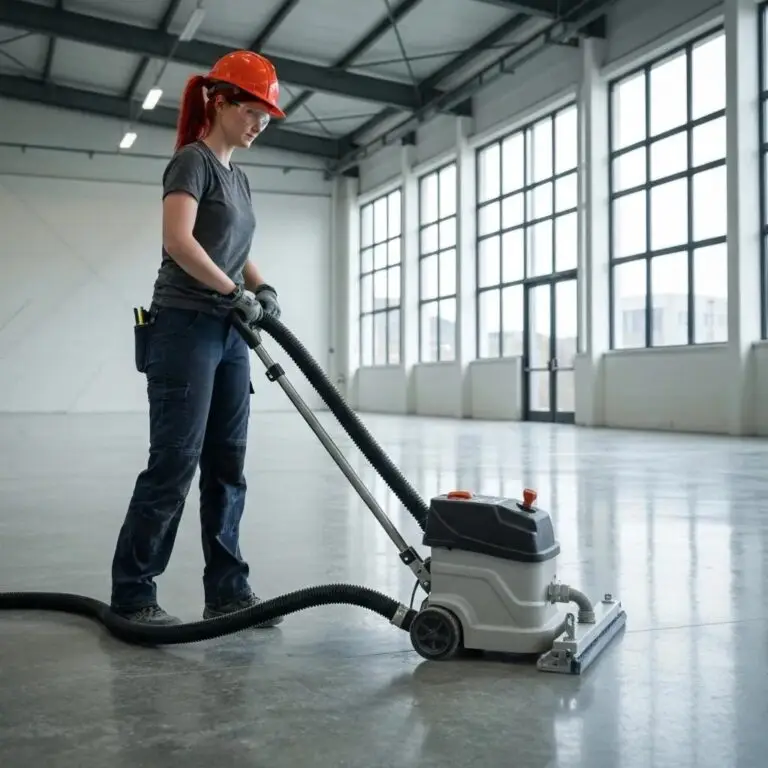 Professional contractor using dustless removal technology in a clean workspace