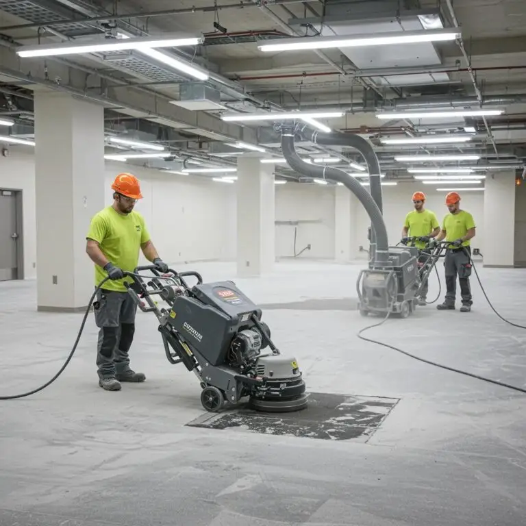 Professional crew using advanced dustless equipment in a pristine interior for flooring removal